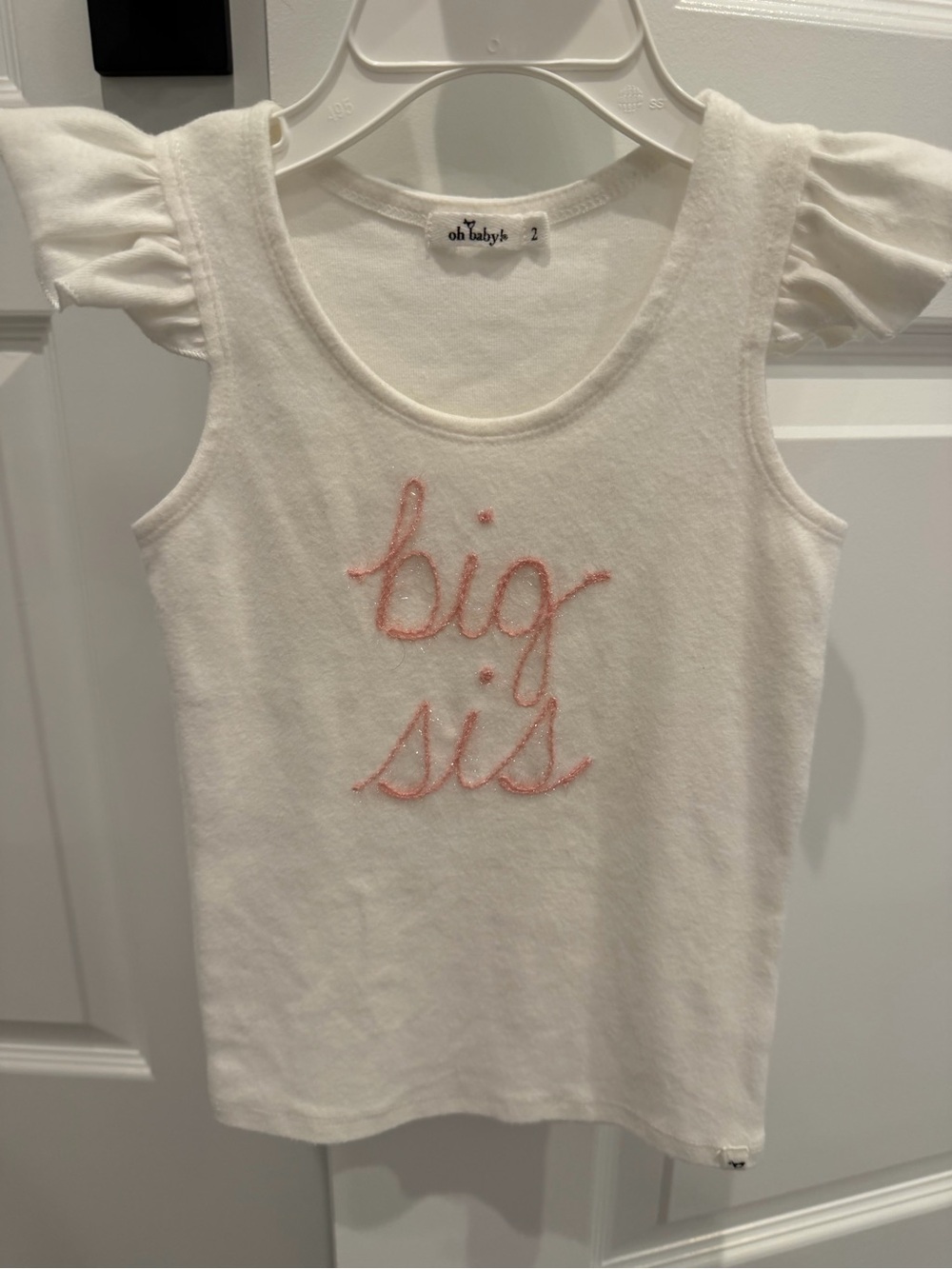 Oh Baby by Motherhood White Tank with Pink Glitter "big sis" Script